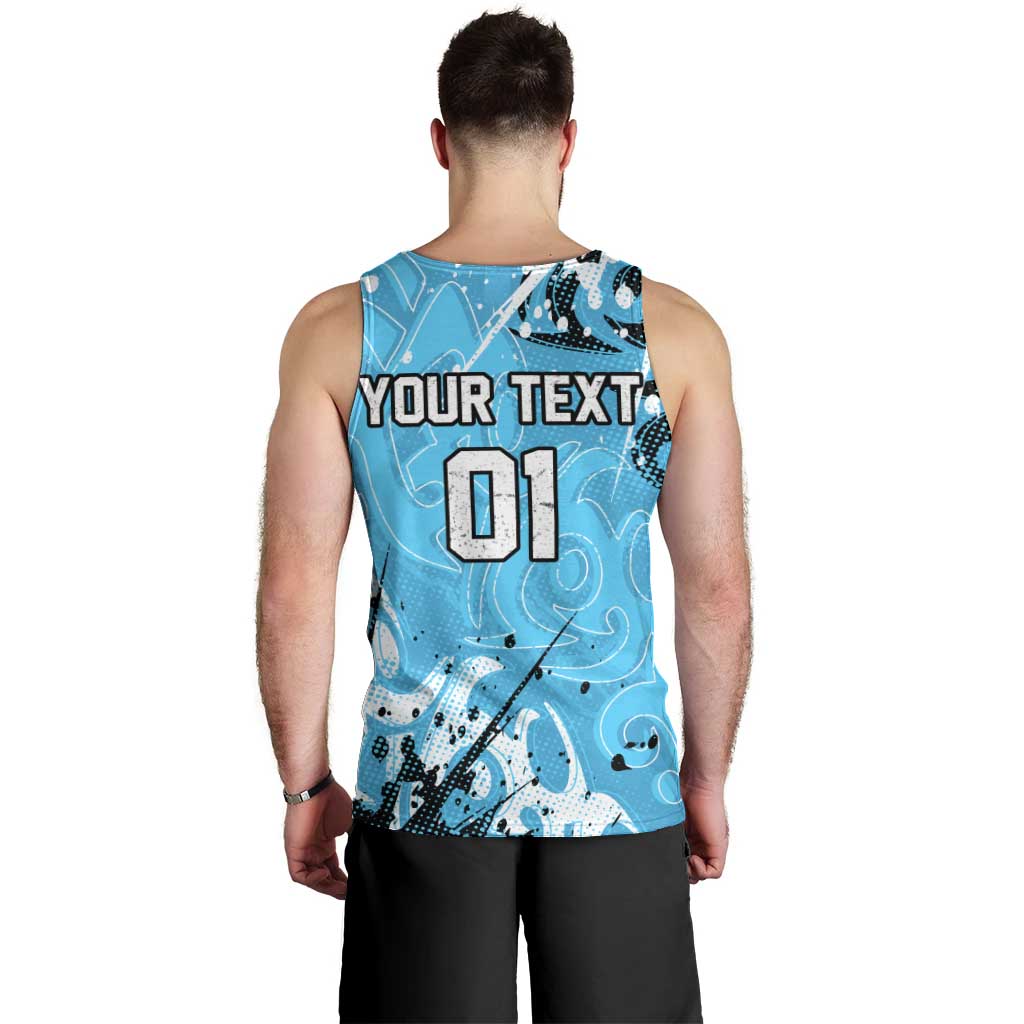 Personalized Cronulla-Sutherland Sharks Rugby Men Tank Top Urban Street Graffiti Style - Distressed Splatter Elements