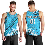 Personalized Cronulla-Sutherland Sharks Rugby Men Tank Top Urban Street Graffiti Style - Distressed Splatter Elements