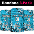 Personalized Cronulla-Sutherland Sharks Rugby Neck Gaiter Urban Street Graffiti Style - Distressed Splatter Elements