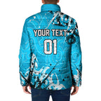 Personalized Cronulla-Sutherland Sharks Rugby Padded Jacket Urban Street Graffiti Style - Distressed Splatter Elements