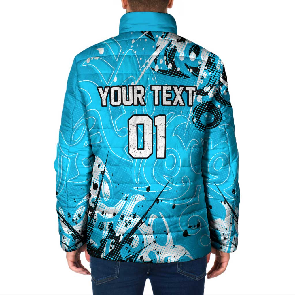 Personalized Cronulla-Sutherland Sharks Rugby Padded Jacket Urban Street Graffiti Style - Distressed Splatter Elements