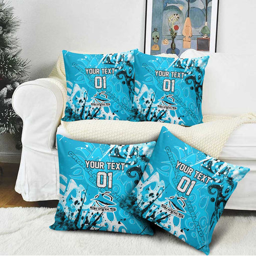 Personalized Cronulla-Sutherland Sharks Rugby Pillow Cover Urban Street Graffiti Style - Distressed Splatter Elements