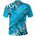 Personalized Cronulla-Sutherland Sharks Rugby Polo Shirt Urban Street Graffiti Style - Distressed Splatter Elements