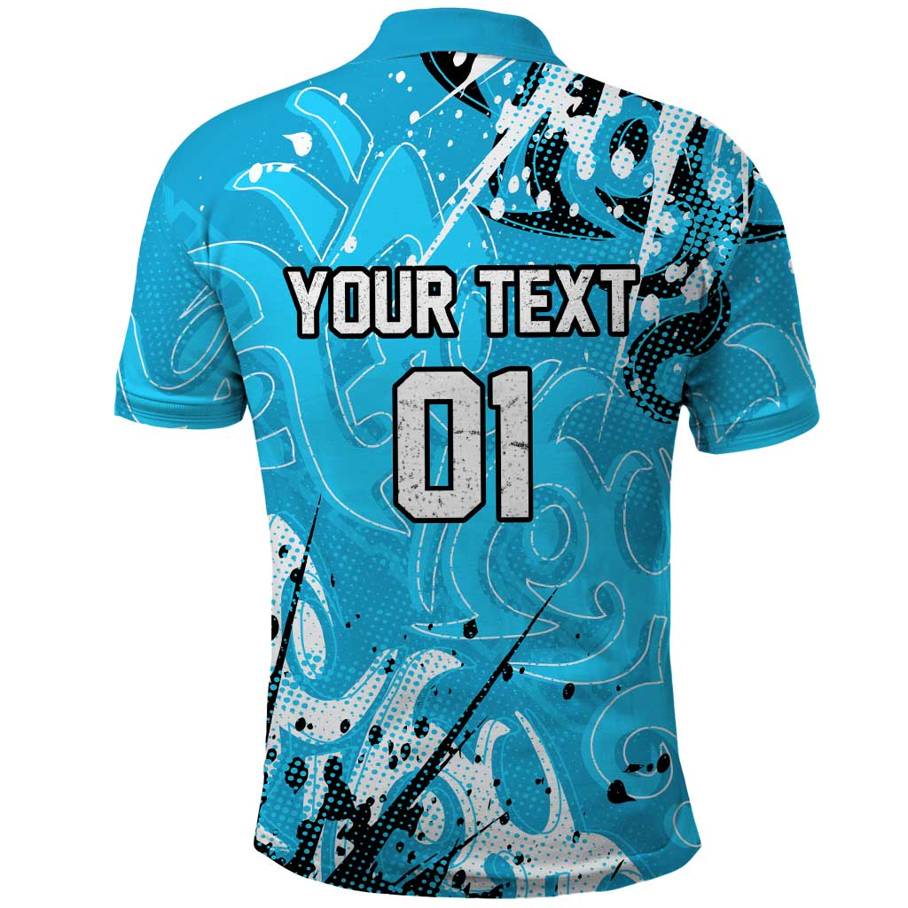 Personalized Cronulla-Sutherland Sharks Rugby Polo Shirt Urban Street Graffiti Style - Distressed Splatter Elements