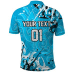 Personalized Cronulla-Sutherland Sharks Rugby Polo Shirt Urban Street Graffiti Style - Distressed Splatter Elements