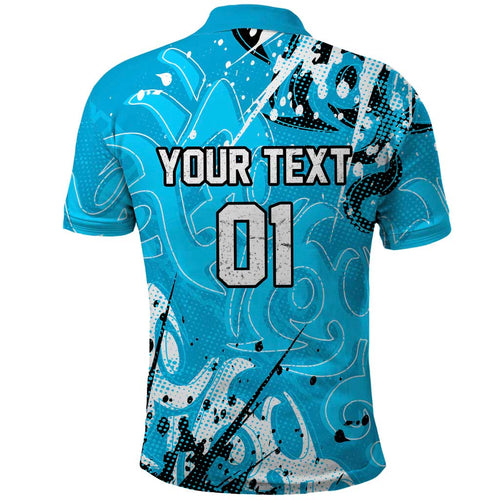 Personalized Cronulla-Sutherland Sharks Rugby Polo Shirt Urban Street Graffiti Style - Distressed Splatter Elements
