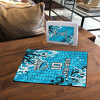 Personalized Cronulla-Sutherland Sharks Rugby Puzzle Urban Street Graffiti Style - Distressed Splatter Elements