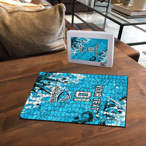 Personalized Cronulla-Sutherland Sharks Rugby Puzzle Urban Street Graffiti Style - Distressed Splatter Elements
