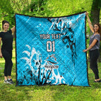 Personalized Cronulla-Sutherland Sharks Rugby Quilt Urban Street Graffiti Style - Distressed Splatter Elements
