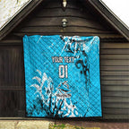 Personalized Cronulla-Sutherland Sharks Rugby Quilt Urban Street Graffiti Style - Distressed Splatter Elements