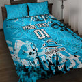 Personalized Cronulla-Sutherland Sharks Rugby Quilt Bed Set Urban Street Graffiti Style - Distressed Splatter Elements