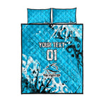 Personalized Cronulla-Sutherland Sharks Rugby Quilt Bed Set Urban Street Graffiti Style - Distressed Splatter Elements