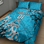 Personalized Cronulla-Sutherland Sharks Rugby Quilt Bed Set Urban Street Graffiti Style - Distressed Splatter Elements