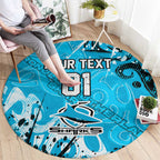 Personalized Cronulla-Sutherland Sharks Rugby Round Carpet Urban Street Graffiti Style - Distressed Splatter Elements
