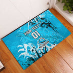 Personalized Cronulla-Sutherland Sharks Rugby Rubber Doormat Urban Street Graffiti Style - Distressed Splatter Elements