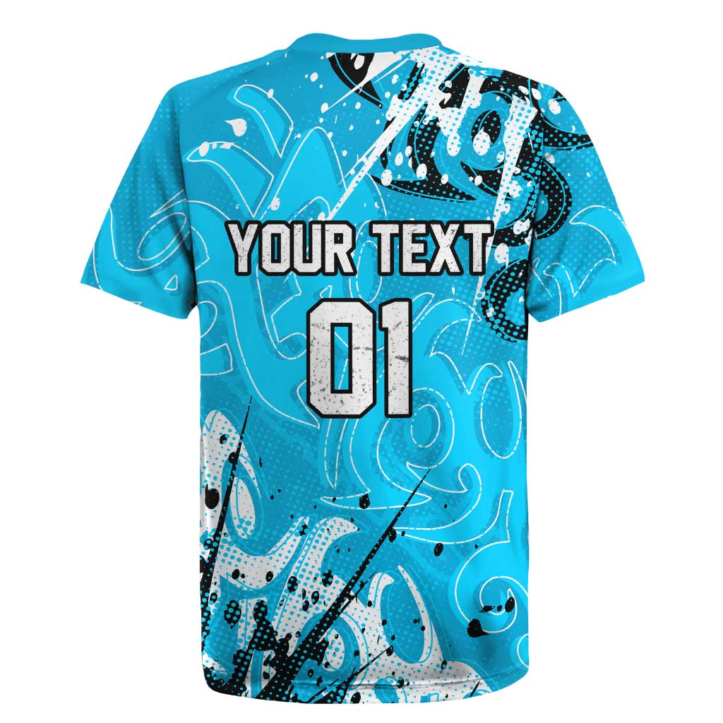 Personalized Cronulla-Sutherland Sharks Rugby Rugby Jersey Urban Street Graffiti Style - Distressed Splatter Elements