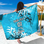 Personalized Cronulla-Sutherland Sharks Rugby Sarong Urban Street Graffiti Style - Distressed Splatter Elements