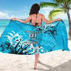 Personalized Cronulla-Sutherland Sharks Rugby Sarong Urban Street Graffiti Style - Distressed Splatter Elements