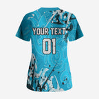 Personalized Cronulla-Sutherland Sharks Rugby Scrub Top Urban Street Graffiti Style - Distressed Splatter Elements