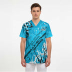 Personalized Cronulla-Sutherland Sharks Rugby Scrub Top Urban Street Graffiti Style - Distressed Splatter Elements