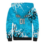Personalized Cronulla-Sutherland Sharks Rugby Sherpa Hoodie Urban Street Graffiti Style - Distressed Splatter Elements