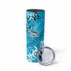 Personalized Cronulla-Sutherland Sharks Rugby Skinny Tumbler Urban Street Graffiti Style - Distressed Splatter Elements