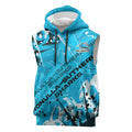 Personalized Cronulla-Sutherland Sharks Rugby Sleeveless Hoodie Urban Street Graffiti Style - Distressed Splatter Elements
