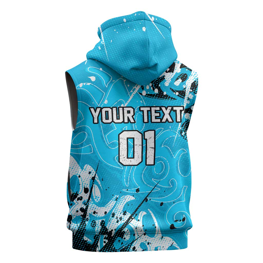Personalized Cronulla-Sutherland Sharks Rugby Sleeveless Hoodie Urban Street Graffiti Style - Distressed Splatter Elements