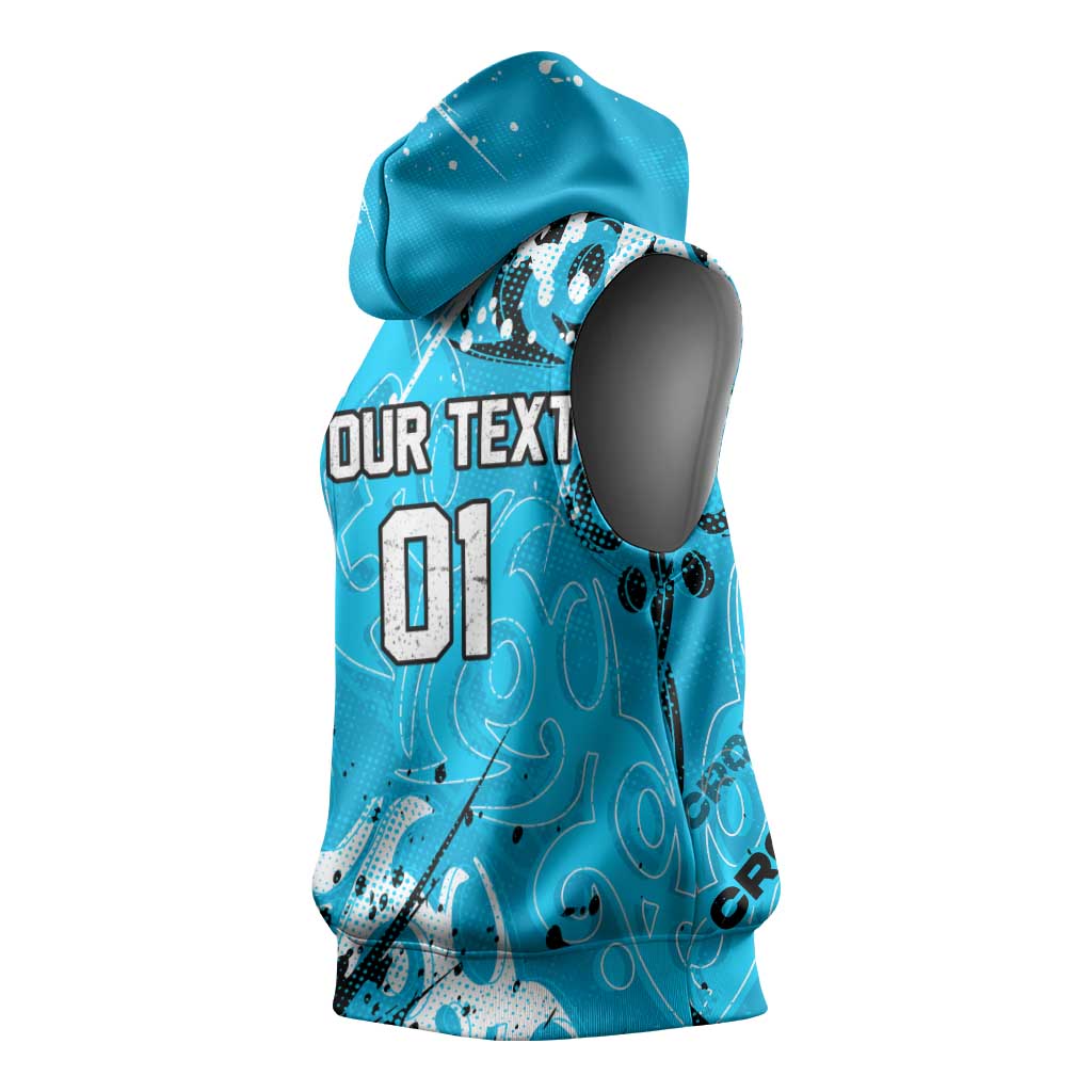 Personalized Cronulla-Sutherland Sharks Rugby Sleeveless Hoodie Urban Street Graffiti Style - Distressed Splatter Elements