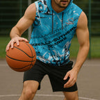 Personalized Cronulla-Sutherland Sharks Rugby Sleeveless Hoodie Urban Street Graffiti Style - Distressed Splatter Elements