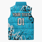 Personalized Cronulla-Sutherland Sharks Rugby Sleeveless Puffer Jacket Urban Street Graffiti Style - Distressed Splatter Elements