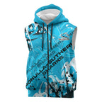 Personalized Cronulla-Sutherland Sharks Rugby Sleeveless Zip Hoodie Urban Street Graffiti Style - Distressed Splatter Elements