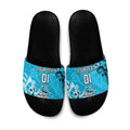 Personalized Cronulla-Sutherland Sharks Rugby Slide Sandals Urban Street Graffiti Style - Distressed Splatter Elements