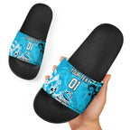 Personalized Cronulla-Sutherland Sharks Rugby Slide Sandals Urban Street Graffiti Style - Distressed Splatter Elements