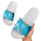 Personalized Cronulla-Sutherland Sharks Rugby Slide Sandals Urban Street Graffiti Style - Distressed Splatter Elements