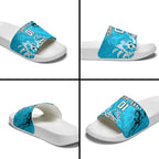 Personalized Cronulla-Sutherland Sharks Rugby Slide Sandals Urban Street Graffiti Style - Distressed Splatter Elements
