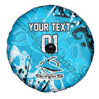 Personalized Cronulla-Sutherland Sharks Rugby Spare Tire Cover Urban Street Graffiti Style - Distressed Splatter Elements