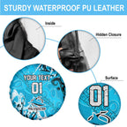 Personalized Cronulla-Sutherland Sharks Rugby Spare Tire Cover Urban Street Graffiti Style - Distressed Splatter Elements