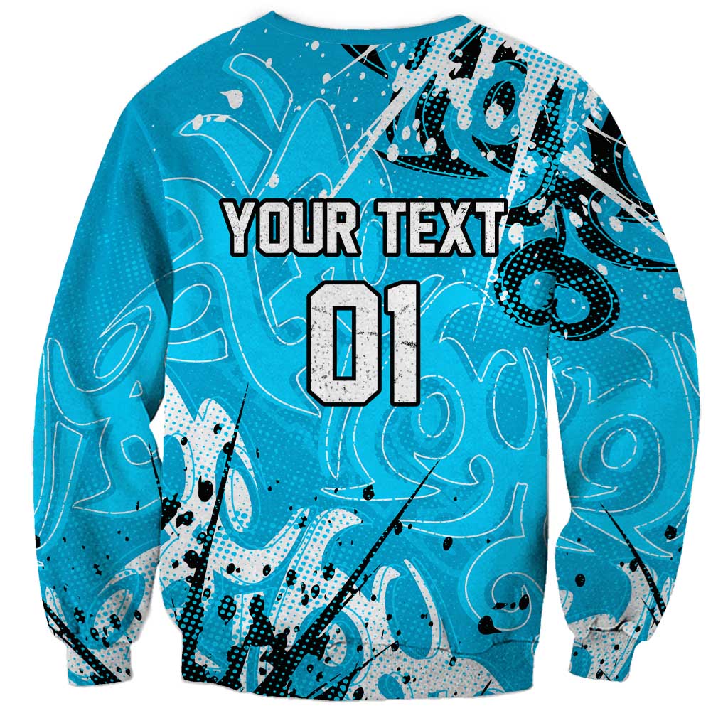 Personalized Cronulla-Sutherland Sharks Rugby Sweatshirt Urban Street Graffiti Style - Distressed Splatter Elements