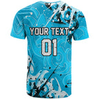 Personalized Cronulla-Sutherland Sharks Rugby T Shirt Urban Street Graffiti Style - Distressed Splatter Elements