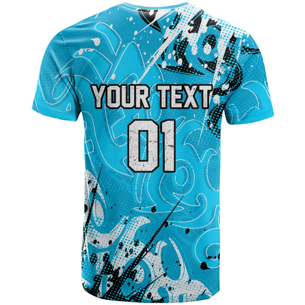 Personalized Cronulla-Sutherland Sharks Rugby T Shirt Urban Street Graffiti Style - Distressed Splatter Elements