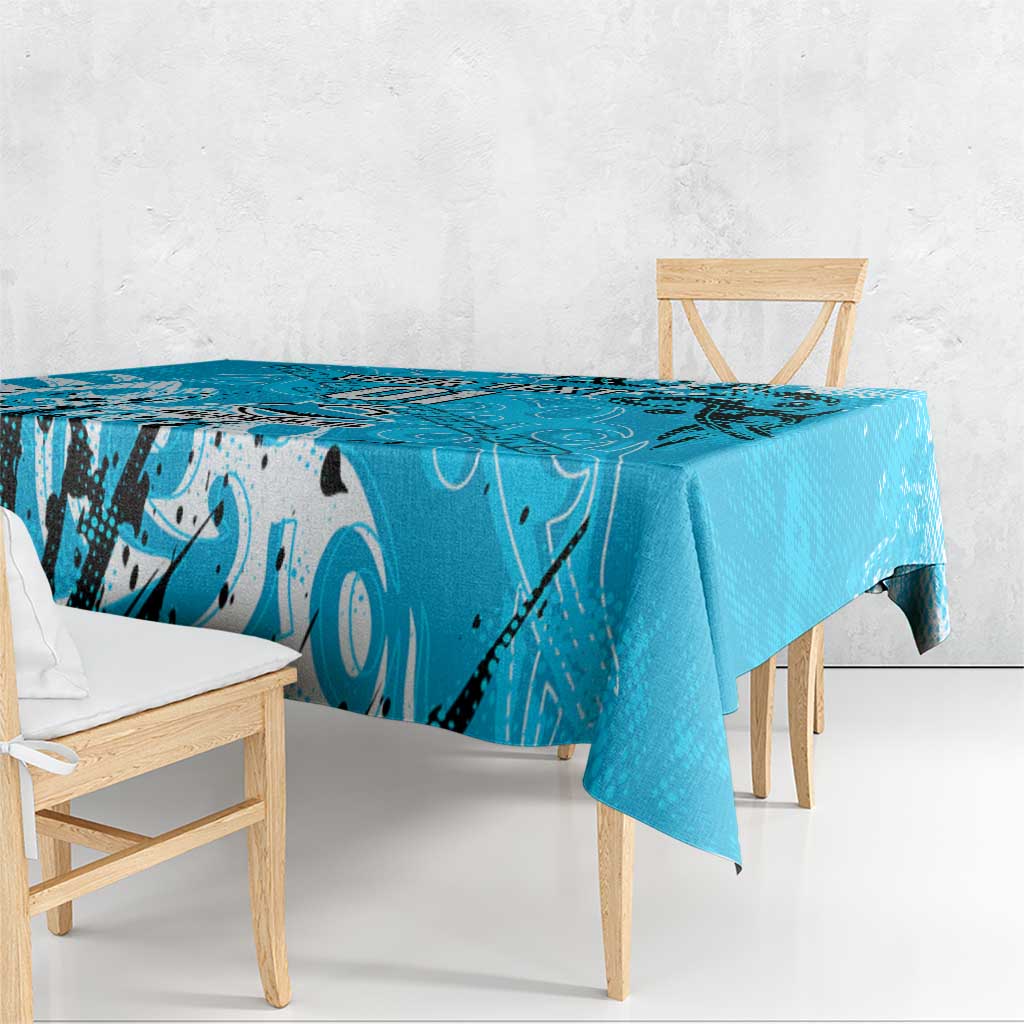 Personalized Cronulla-Sutherland Sharks Rugby Tablecloth Urban Street Graffiti Style - Distressed Splatter Elements