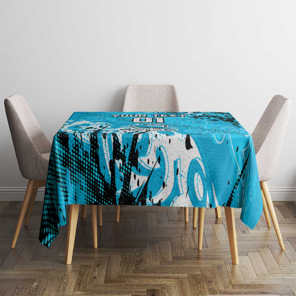 Personalized Cronulla-Sutherland Sharks Rugby Tablecloth Urban Street Graffiti Style - Distressed Splatter Elements