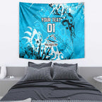 Personalized Cronulla-Sutherland Sharks Rugby Tapestry Urban Street Graffiti Style - Distressed Splatter Elements