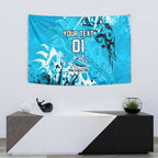 Personalized Cronulla-Sutherland Sharks Rugby Tapestry Urban Street Graffiti Style - Distressed Splatter Elements