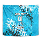Personalized Cronulla-Sutherland Sharks Rugby Tapestry Urban Street Graffiti Style - Distressed Splatter Elements