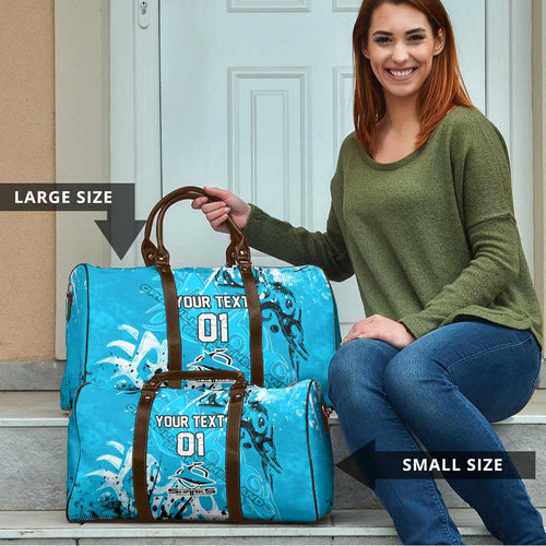 Personalized Cronulla-Sutherland Sharks Rugby Travel Bag Urban Street Graffiti Style - Distressed Splatter Elements