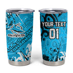 Personalized Cronulla-Sutherland Sharks Rugby Tumbler Cup Urban Street Graffiti Style - Distressed Splatter Elements