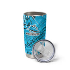 Personalized Cronulla-Sutherland Sharks Rugby Tumbler Cup Urban Street Graffiti Style - Distressed Splatter Elements