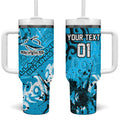 Personalized Cronulla-Sutherland Sharks Rugby Tumbler With Handle Urban Street Graffiti Style - Distressed Splatter Elements